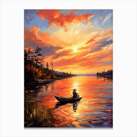 Fisherman On The Lake Canvas Print