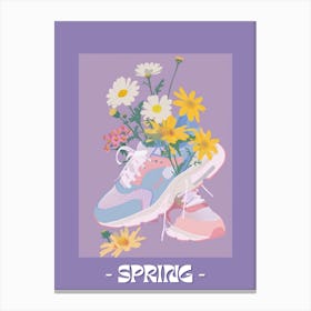 Spring Poster Retro Sneakers With Flowers 90s Illustration 1 Canvas Print