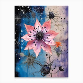 Surreal Florals Love In A Mist Nigella 3 Flower Painting Canvas Print