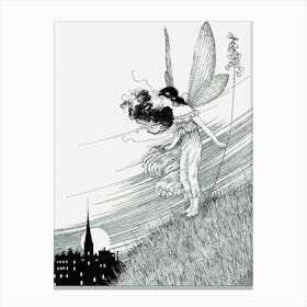 The Mortals Country Fairy Land - Ida Rentoul Outhwaite 1919 - 'The Mortals Country' Original Remastered Drawing for the Book 'Elves and Fairies' Vintage Fairycore Butterfly Fairy Witchy Cottagecore Fairytale Canvas Print