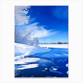 Snow Melting Into Water Waterscape Photography 1 Canvas Print