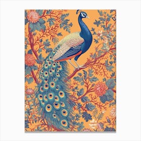 Orange Peacock Floral Wallpaper 2 Toile