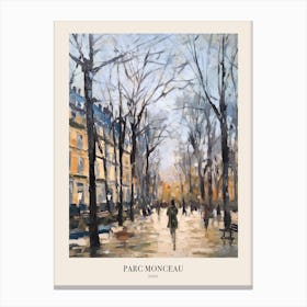 Winter City Park Poster Parc Monceau Paris France 3 Canvas Print