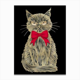 Cat With A Red Bow Canvas Print