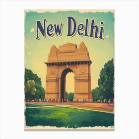 Aihrgdesign A Vintage Travel Poster Of New Delhi 3 Canvas Print