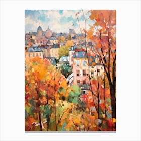 Autumn City Park Painting Parc Des Buttes Chaumont Paris France 3 Canvas Print