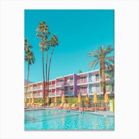 Poolside At The Colorful Saguaro Hotel In Palm Springs California Canvas Print