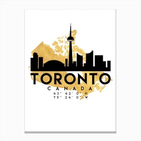 Toronto Canada Silhouette City Skyline Map Canvas Print