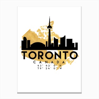 Toronto Canada Silhouette City Skyline Map Canvas Print