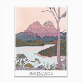 Cradle Mountain Australia Color Line Drawing 5 Poster Canvas Print