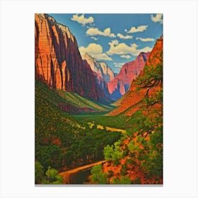 Zion National Park2 United States Of America Vintage Poster Canvas Print