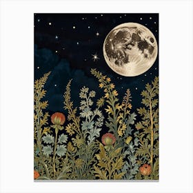 Moonlight In The Meadow Style William Morris 4 Canvas Print