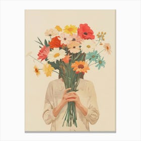 Spring Girl With Wild Flowers 2 Canvas Print