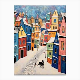 Cat In The Streets Of Harbin   China With Snow 4 Canvas Print