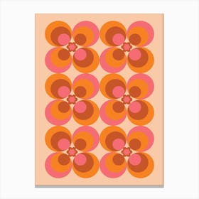Retro Circles Pink & Orange Canvas Print