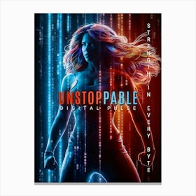 Unstoppable Digital Pulse: Strength in Every Byte. Digital Warrior Poster. Canvas Print