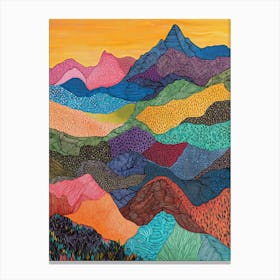 Colourful Mountain Illustration Poster Art Print 28 Canvas Print