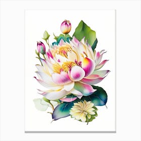 Lotus Flower Bouquet Decoupage 2 Canvas Print
