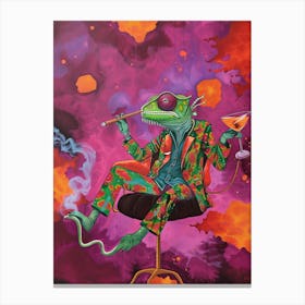 Animal Party: Crumpled Cute Critters with Cocktails and Cigars Lizard In A Suit Canvas Print