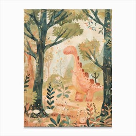 Dinosaur In The Trees Storybook Style Painting 2 Canvas Print