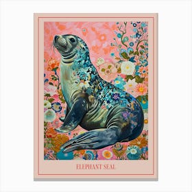 Floral Animal Painting Elephant Seal 1 Poster Canvas Print
