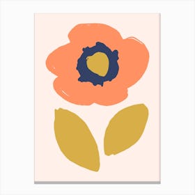 Peach Blue Large Scale Abstract Flower Canvas Print