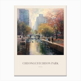 Cheonggyecheon Park Seoul 3 Vintage Cezanne Inspired Poster Canvas Print