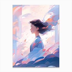Girl In The Clouds Canvas Print