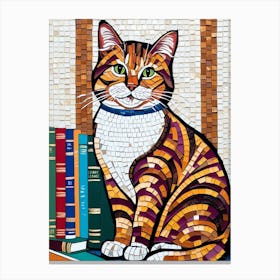 Cat On Books 1 Canvas Print