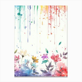 Watercolor Background With Flowers Canvas Print