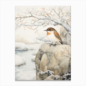 Winter Bird Painting Dipper 1 Canvas Print