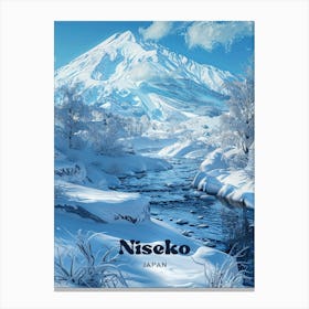 Niseko Japan Skiing Travel Art Illustration Canvas Print