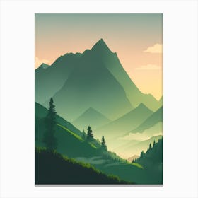 Misty Mountains Vertical Composition In Green Tone 130 Canvas Print