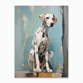Dalmatian Dog, Painting In Light Teal And Brown 3 Canvas Print