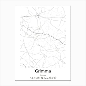 Grimma,Germany Minimalist Map Canvas Print