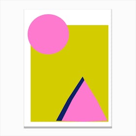 Retro 80s 90s y2k Geometric Shapes in Hot Pink and Chartreuse Canvas Print