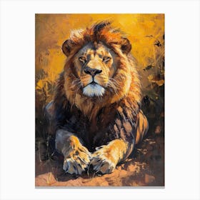 African Lion Resting Acrylic Painting 1 Canvas Print