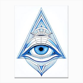 Pineal Gland, Symbol, Third Eye Blue & White 1 Canvas Print