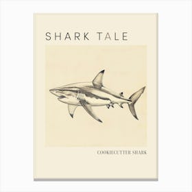 Cookiecutter Shark Vintage Illustration 2 Poster Canvas Print