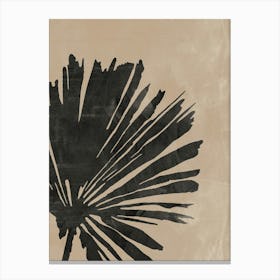 Palm Leaf in Black and Beige, Tropical Art, Botanical Home Decor Canvas Print