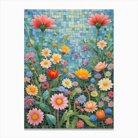 Colourful Mosaic Flower Garden Canvas Print