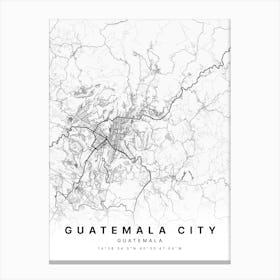 Guatemala City Guatemala White Map Canvas Print