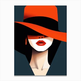 Woman In A Red Hat 1 Canvas Print