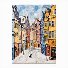 Cat In The Streets Of Nuremberg   Germany With Now 2 Canvas Print