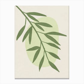 Minimalist Green Branch Botanical Art Canvas Print