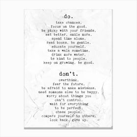 Do's and Dont's Motivation Canvas Print