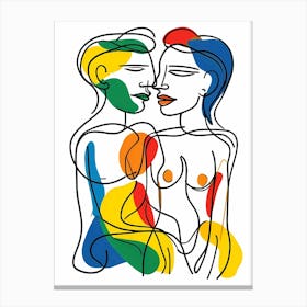 Entwined Souls in Color: Contemporary Abstract Minimalism Artwork Canvas Print