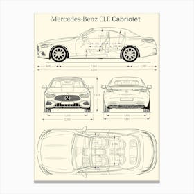 2023 Mercedes-Benz CLE Cabriolet car blueprint Canvas Print
