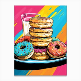 Donuts Cartoon Pop Art Canvas Print