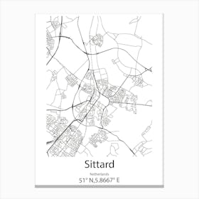 Sittard,Netherlands Minimalist Map Canvas Print